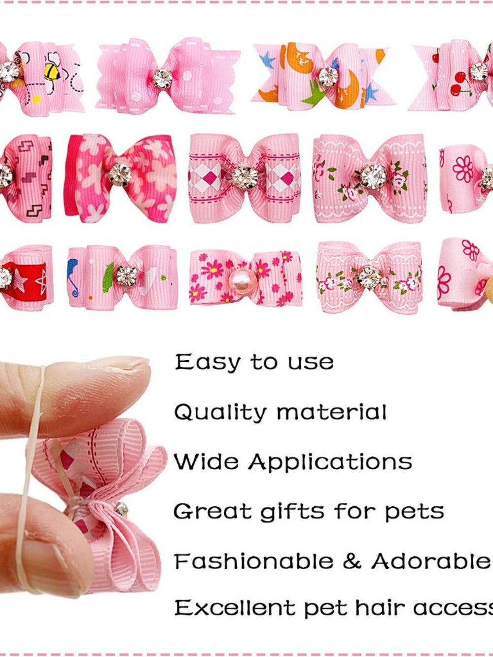 Mixed Styles Pet Cat Puppy Topknot Small Dog Hair Bows with Rubber Bands Groomin - Picture 5 of 8